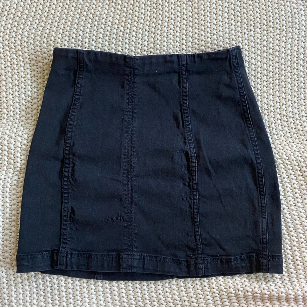 Free people black denim skirt